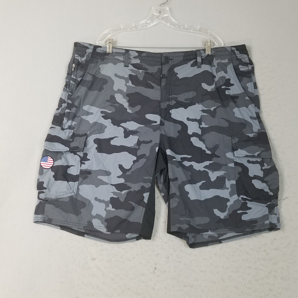 O'Neill Cargo Shorts Men 46 Grey Camo TRVLR Series Hybrid Ripstop Boardshorts
